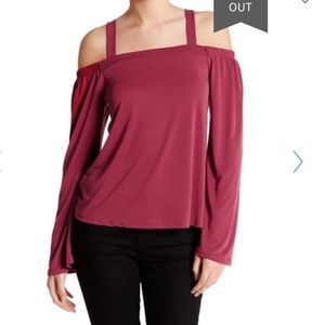 Cranberry color off shoulder top with straps